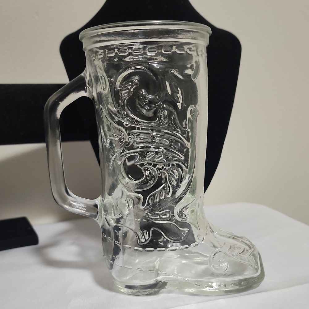 Vintage Clear Glass Boot Mug